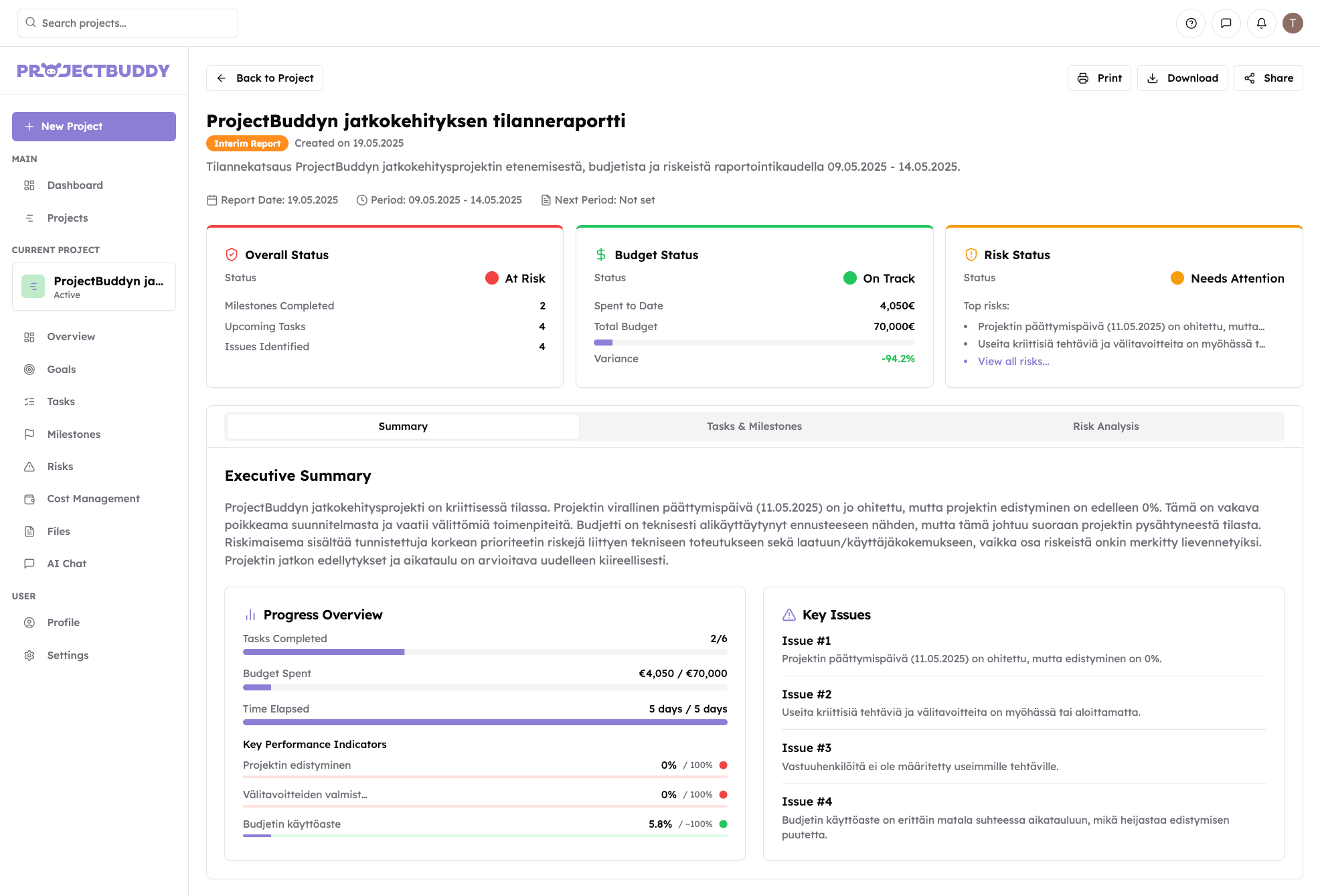 ProjectBuddy Reports